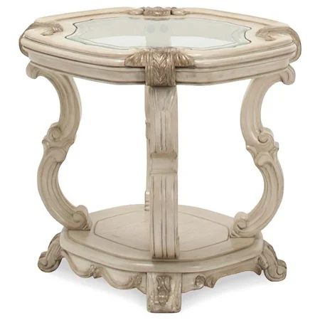 Traditional End Table with a Glass Insert